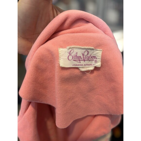 Vtg 60s 70s Prairie Loungewear House Dress M Hostess Coat Robe Bubble Gum Pink - Picture 6 of 16